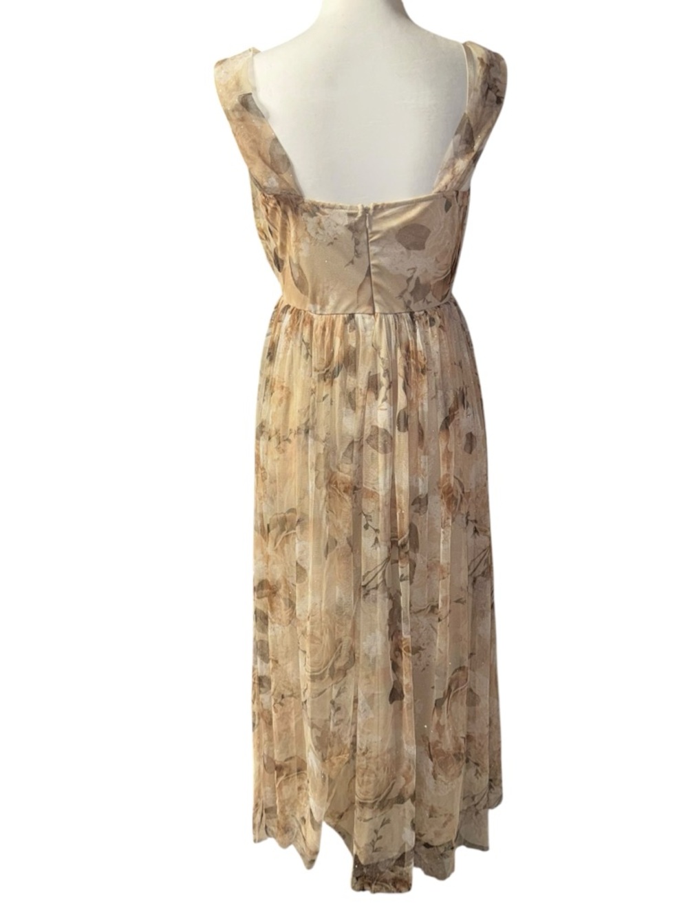 Candalite Petite Medium Floral Off-Shoulder Midi Dress sparkle beige brown fairy - Picture 6 of 16